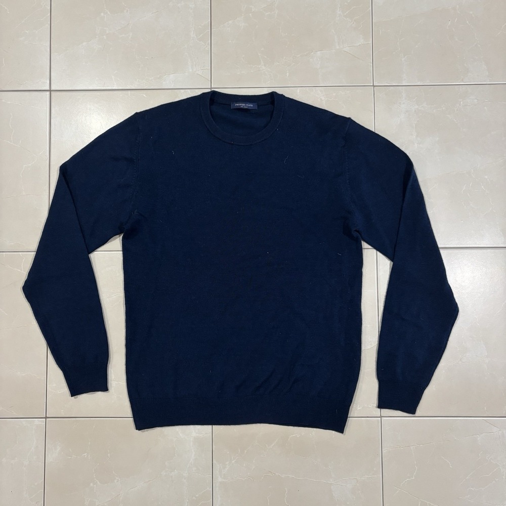 Proper Cloth Sweater Men's Small Blue Pullover Crewneck Work Office Casual